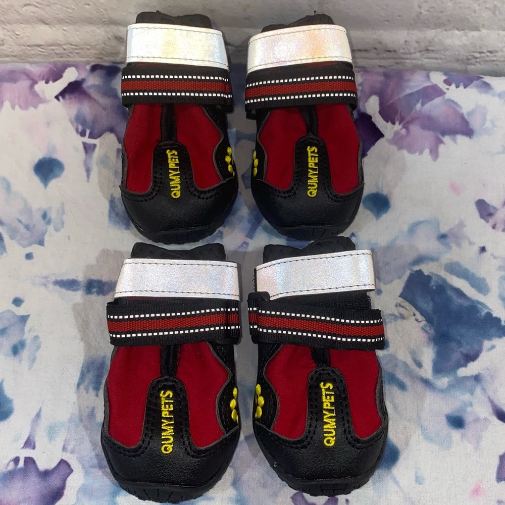 QUMY Pets Dog Waterproof & Reflective Red Boots